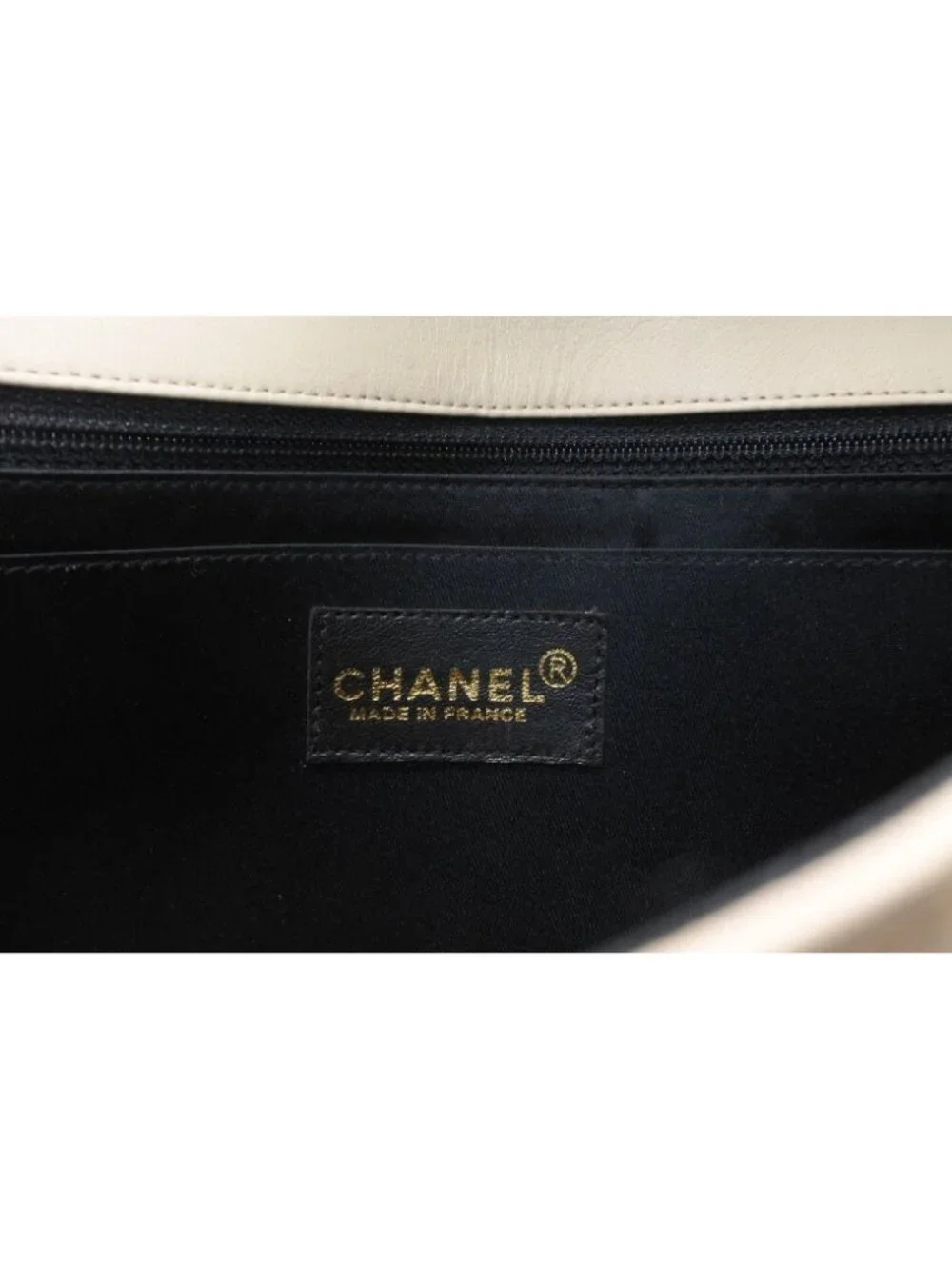 Chanel Choco Bar Shoulder Bag CC Logo Lambskin Quilted Ivory Gold